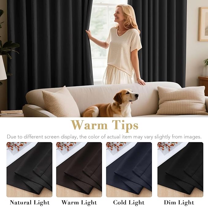 H.VERSAILTEX 100% Blackout Curtains - 84 Inch Long Thermal Insulated Curtains & Drapes With Grommet for Bedroom, Living Room, Bathroom