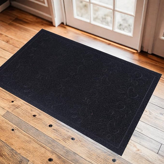 Door Mat Home Welcome Mats Outdoor and Indoor, Heavy-Duty Low-Profile Non-Slip Front Welcome Mat for Home Entrance, Outside Entry, Yard, Floor, Patio (Black, 36x24)