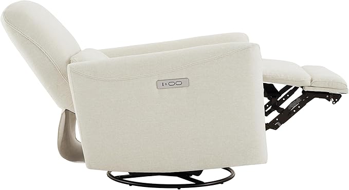 CHITA Power Recliner Chair Swivel Glider, FSC Certified Upholstered Living Room Nursery Reclining Sofa Chair with Lumbar Support, Linen