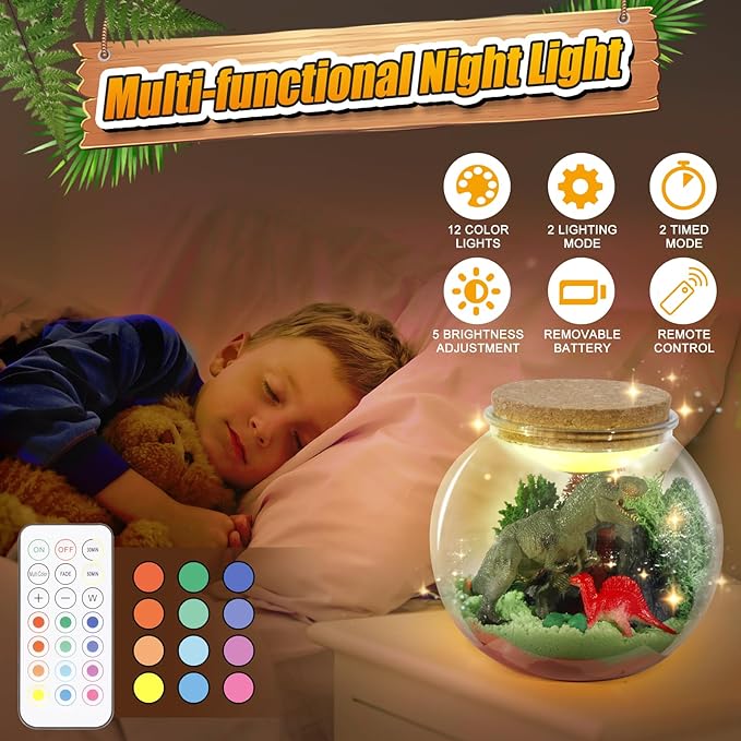 Dinosaur Activities Toys-Dinosaur Terrarium Craft Kits for Boys-Birthday Gifts for Kids Age 4 5 6 7 8 Years Old