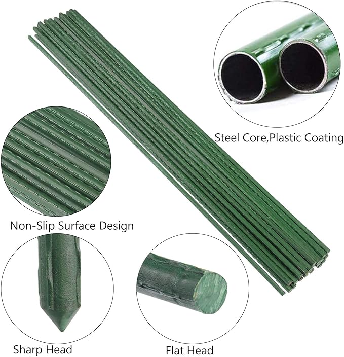 Garden Plant Stakes 36 Inch 3Ft Steel Plant Stick Support, 25 Pack Tomato Stakes for Growing Climbing Plants, Potted Plants, Tomatoes, Trees, Cucumber, Beans, Fences Poles