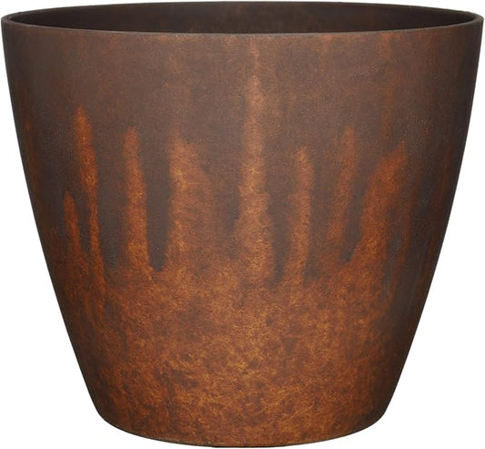 Classic Home and Garden Vogue Planter Pots w/Pottery Quality Finish - Modern Indoor & Outdoor Flower Pots - UV-Resistant Porch Planters - Decorative Pot for Flowers & Herbs (8” Burnished Rust)