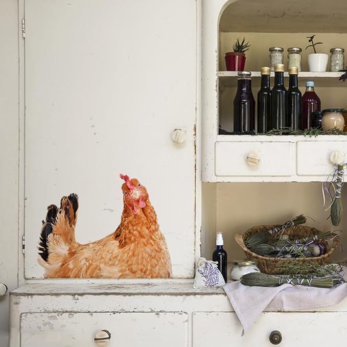 Chicken Lover Gifts Window Stickers, Cute Hens Wall Decals Peel and Stick, Funny Removable Vinyl Chicken Decoration for Farmhouse Kitchen Bedroom Door Refrigerator