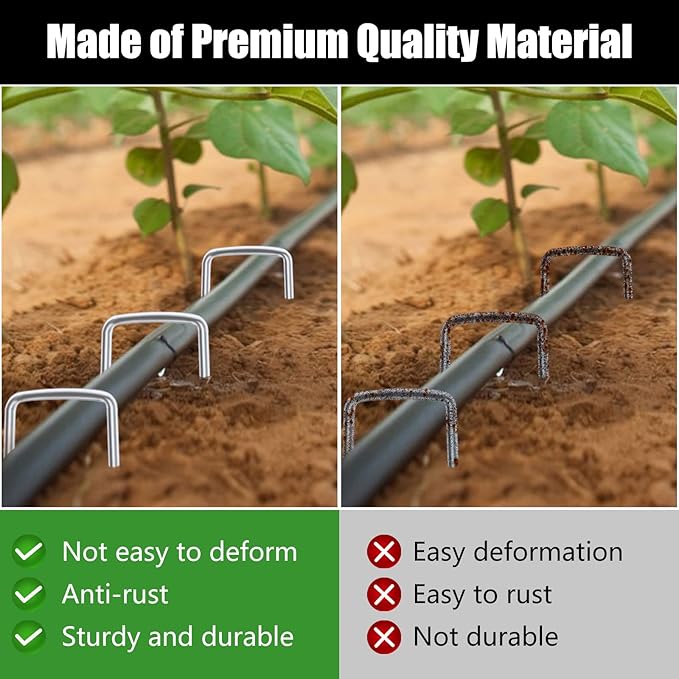 FEED GARDEN 12 Inch 100 Pack Galvanized Landscape Staples 11 Gauge Anti-Rust Garden Stakes Landscaping Fabric SOD Pins Yard Stakes for Weed Barrier Fabric