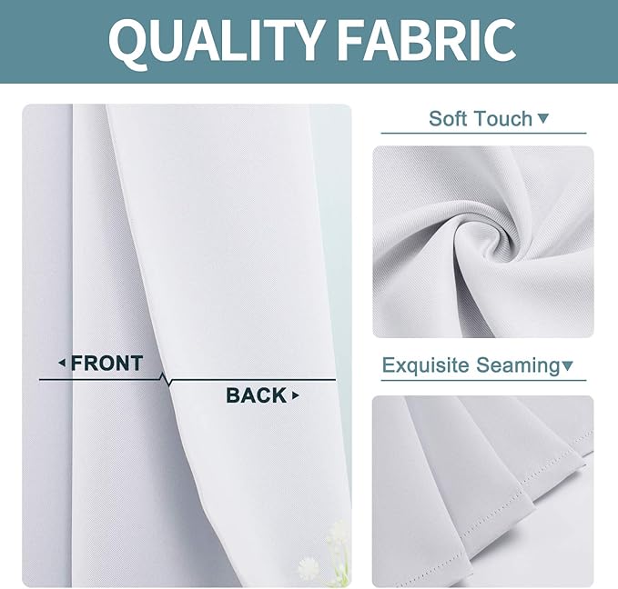 ChrisDowa Grommet Room Darkening Curtains for Bedroom and Living Room - 2 Panels Set Thermal Insulated Blackout Curtains (Greyish White, 52W x 72L)