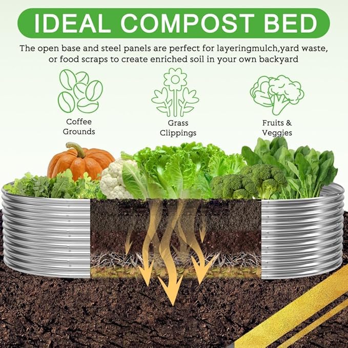 FRIZIONE 2pcs Tall 8x4ft Galvanized Raised Garden Bed Outdoor,Steel Garden Bed for Vegetables,Above Ground Garden Box for Flower,Metal Raised Beds for Gardening