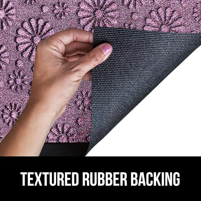 GORILLA GRIP 100% Waterproof All-Season WeatherMax Doormat, Durable Natural Rubber, Stain and Fade Resistant, Low Profile, Indoor Outdoor Door Mats, Easy Clean Entry Mat, 17x29, Purple Confetti Daisy