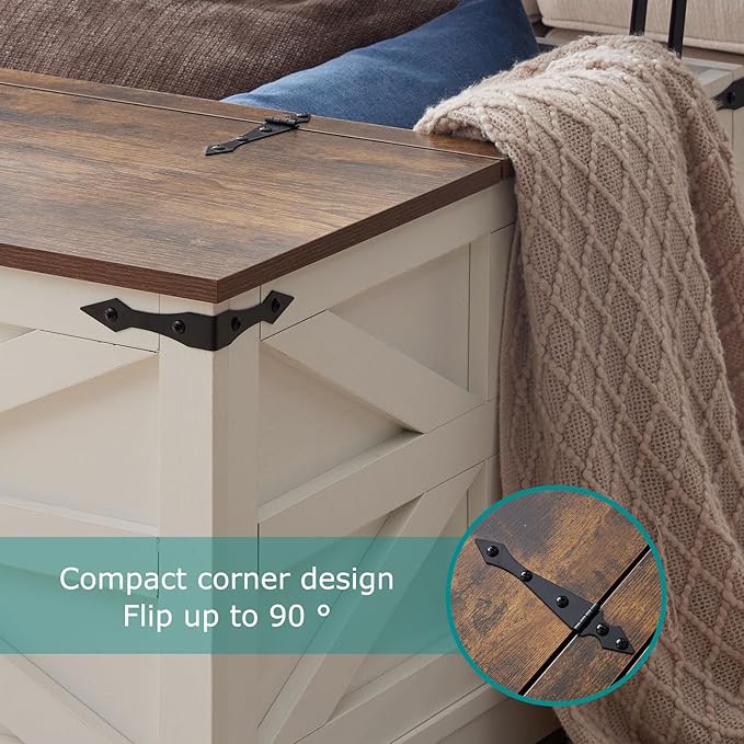 Coffee Table with Storage, Rustic White Square Coffee Tables for Living Room, Lift top Coffee Table with Large Hidden Compartment, Smart Cocktail Tables with Flip Top Lids for Home Office
