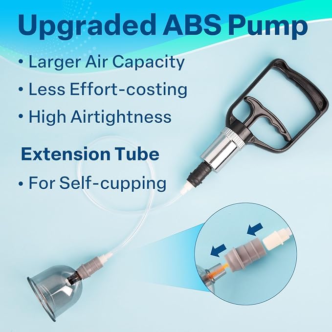 Cupping Kit for Massage Therapy, Silicone Physical Chinese Therapy Cupping Set at Home, Professional Muscle Cupping Tool with Pump & Vacuum Cups for Cellulite Reduction