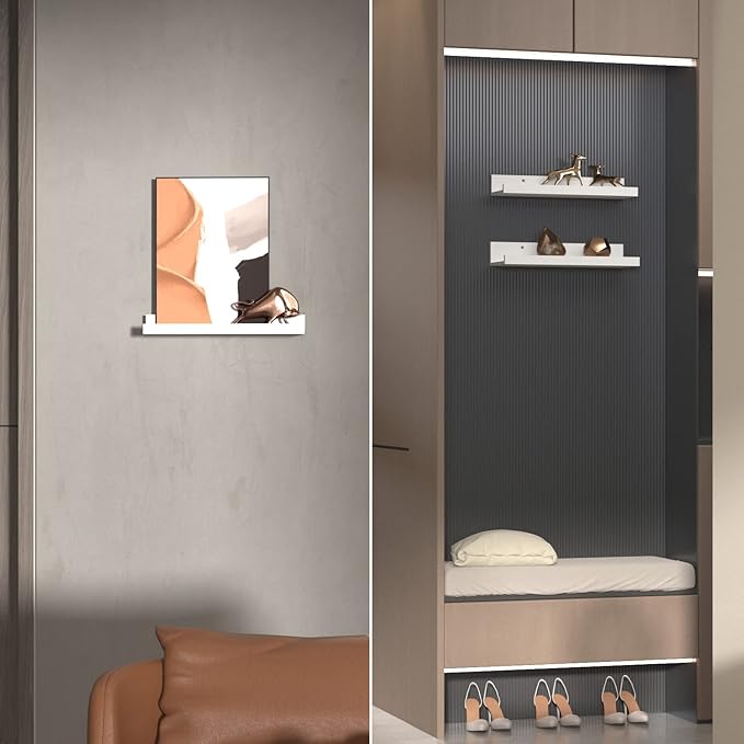 Giftgarden 16 Inch White Floating Shelves for Wall Mount, Modern Wood Wall Shelf Ledge for Bathroom Bedroom Living Room Kitchen Nursery Storage, Set of 3 Different Sizes