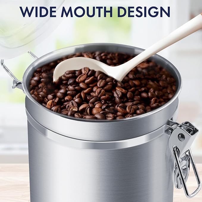 ENLOY 4-Piece Stainless Steel Airtight Food Storage Canister Set with Clear Lid, Containers Sets for Kitchen Counter for Sugar, Flour, Tea, Candy, Cookie, Spice, 28/32/38/65 oz