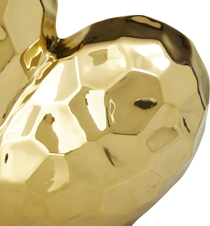 Deco 79 Porcelain Heart Sculpture, 8" x 3" x 8", Gold (Pack of 12)