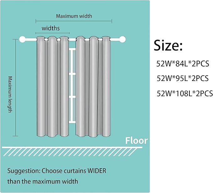 Grommets Blackout Long Window Curtains Green Gold-52W*84L 2PCS Drapes for Bedroom