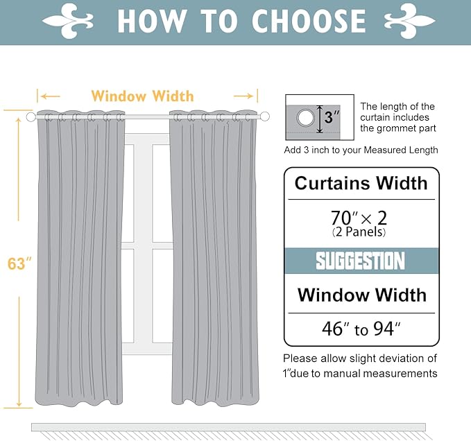 ChrisDowa Blackout Curtains 70 inches Wide for Bedroom - 2 Panels Set Extra Wide Grommet Thermal Insulated Room Darkening Curtains for Living Room (Aqua, 70 x 63 Inch)