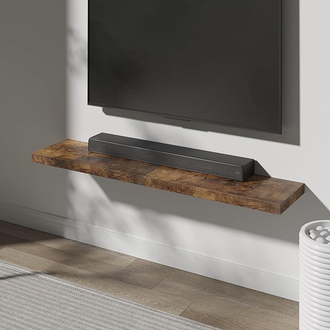 Floating Shelf, Set of 2 Wall Shelf, 30 in W x 12.75 in D x 2 in H Wooden Floating Wall Shelf with Invisible Brackets for Living Room/Bedroom/Bathroom/Kitchen Storage and Decor, Rustic Brown