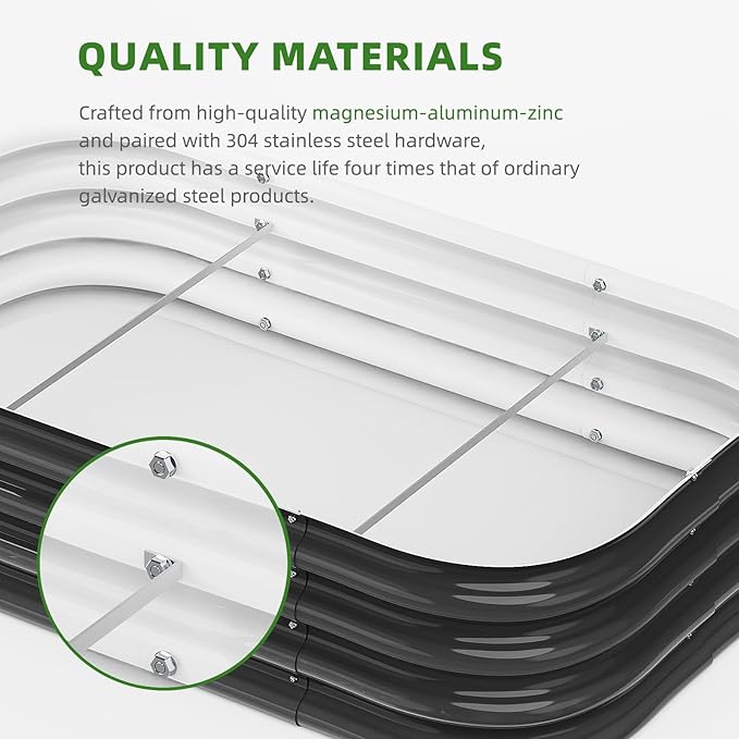 DaisyVibe Raised Garden Bed Kit, Planter Raised Garden Boxes Outdoor, Oval Large Metal Raised Garden Beds for Vegetables Flowers (Grey, 8ftx2ftx1ft)