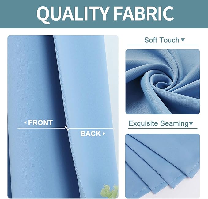 ChrisDowa Room Darkening Curtains 90 Inches Long 2 Panels Set for Living Room, Grommet Thermal Insulated Blackout Curtains for Bedroom (Sky Blue, 52 x 90 Inch)