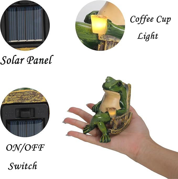 Frog Solar Lights Outdoor Garden Mini Frog Figurines Decor for Patio Yard Lawn Ornament Solar Garden Miniature Frog Decor Gift for Women Mother's Day Birthday Housewarming Gifts