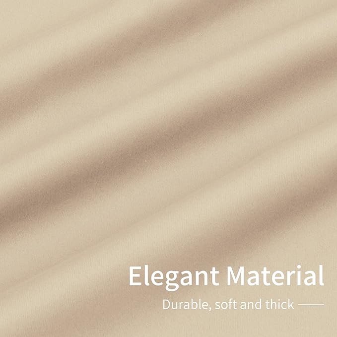 Easy-Going Blackout Curtains for Bedroom, Solid Thermal Insulated Grommet and Noise Reduction Window Drapes, Room Darkening Curtains for Living Room, 2 Panels (42x45 in, Beige)