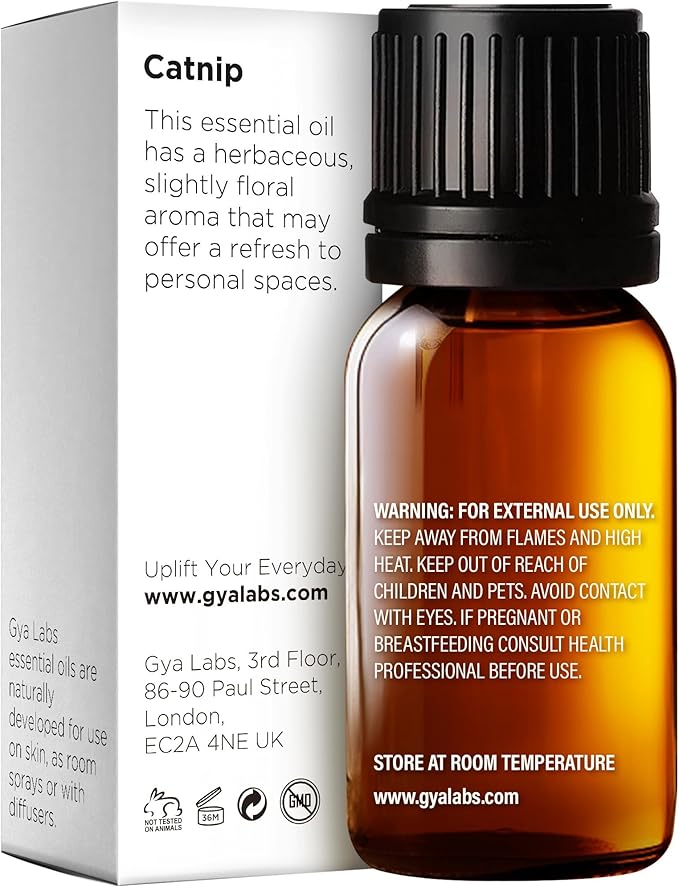 Gya Labs Catnip Essential Oil for Skin - 0.34 Fl Oz - 100% Pure Natural Catnip Oil for Diffuser, Massage & Candle Making Scent