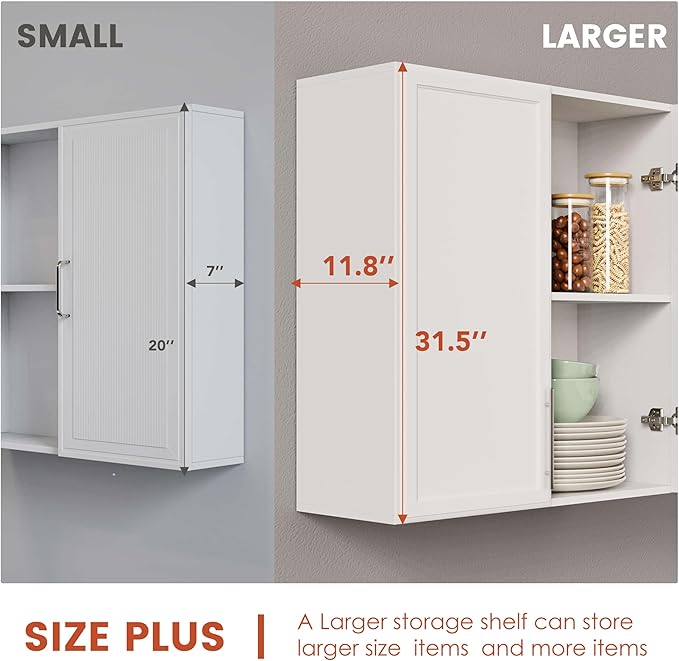 FIMELLO 30" Laundry Room Cabinets Wall Mounted,White