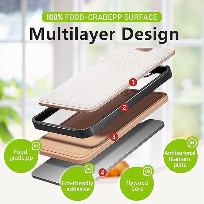 FIRE HIVE Kitchen Stainless Steel Cutting Board,Double-Sided Multi-Functional Cutting Boards,Large Cutting Board Made of Stainless Steel & Platycodon, 16*11 inches Safe Kitchen Cleaning Cutting Boards