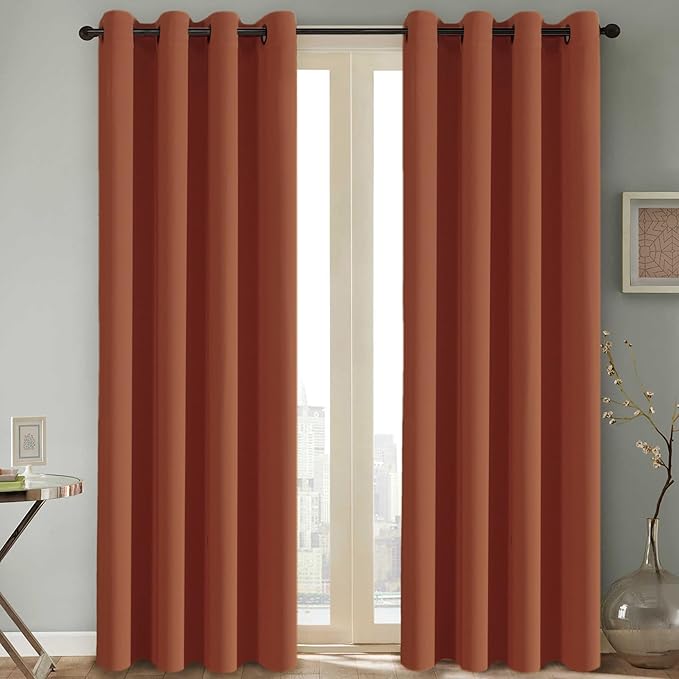 H.VERSAILTEX Holiday Decor Thermal Insulated Blackout Curtains for Bedroom Room Darkening Nursery/Baby Care Curtains,Grommet Panels, 52 by 84 - Inch - Orange - Set of 2