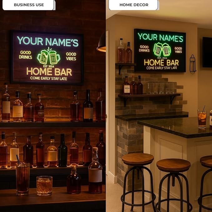 Custom Bar Neon Sign Vip Lounge Beer Home Bar Lights Decor Acrylic Table LED Personalized Lighted Signs for Men Restaurant Coffee Man Cave Workshop Garage Poker Signs Gifts