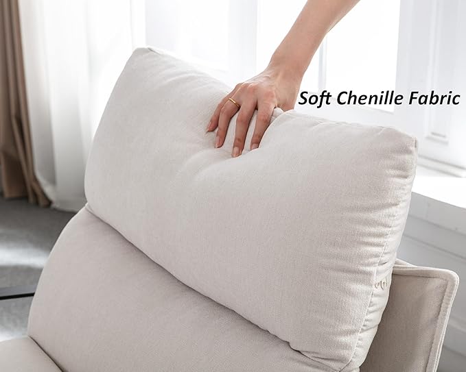 DUOMAY Mid-Century Accent Chair Armchair Set of 2, Comfy Linen Fabric Leisure Chair Lazy Chair with Metal Leg for Living Room Bedroom Office Apartment, White