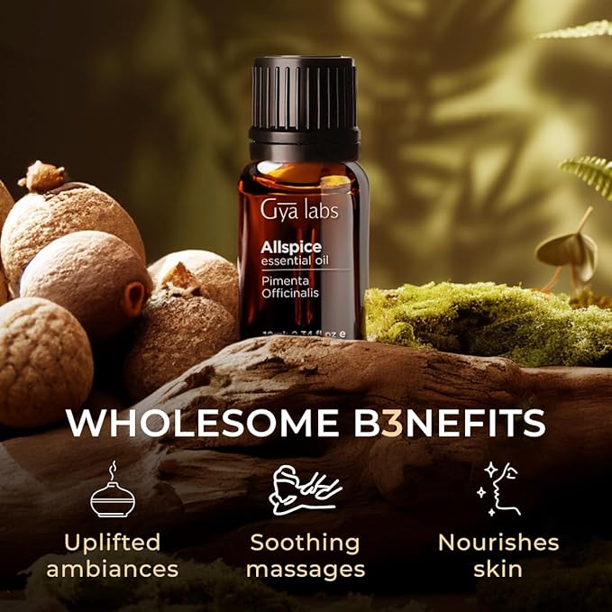 Gya Labs Allspice Essential Oil for Diffuser & Skin - 0.34 Fl Oz - 100% Pure Natural Allspice Oil for Skin, Homemade Items & Candle Making Scent