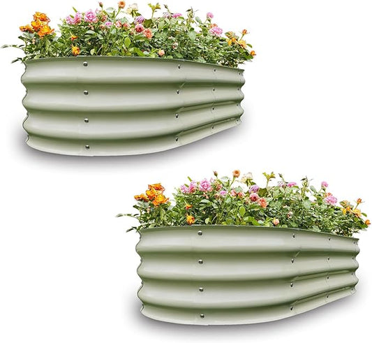 Gardmax 2 Pack Galvanized Raised Garden Bed, Lightweight Planter Boxes Outdoor with Easy Assembly, Large Garden Bed for Vegetables, Fruits, Flower