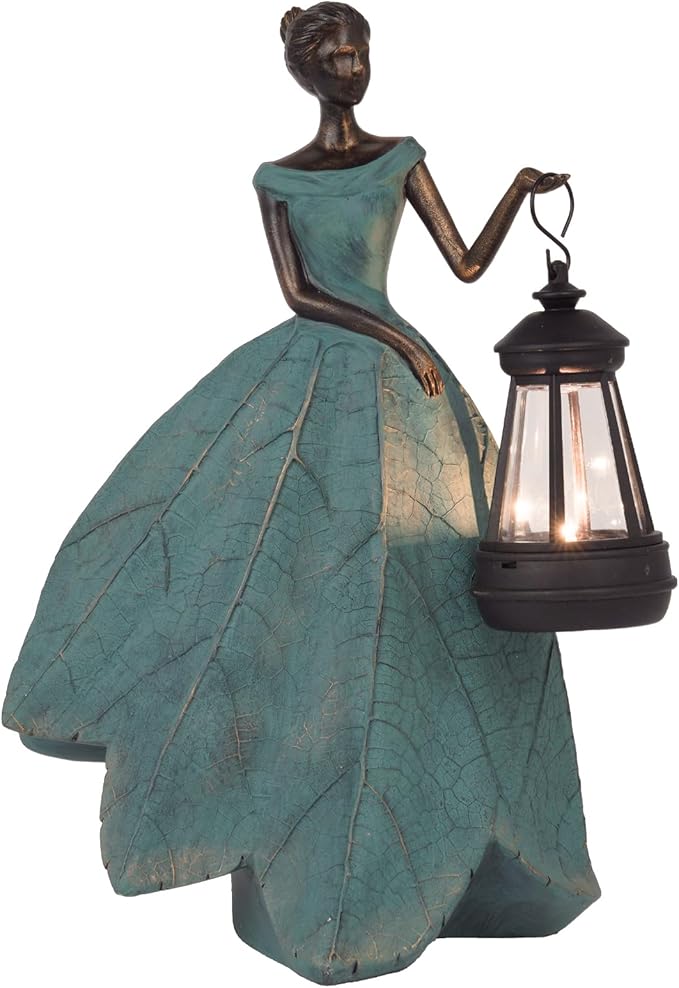 Guichifun Fairy Statues Solar Outdoor Lights - Resin Garden Figurines Decorations for Patio Yard Lawn Decor Housewarming Gardening Gifts for Women Mom 7.4 x 5.3 x 12 Inch