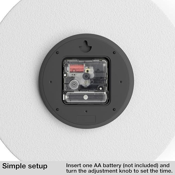 Driini Staircase Modern Wall Clock - Unique 10.5 in. Frameless Concrete Design - Contemporary, Minimalist Decor; No Numbers - Silent Battery Operated Clocks with Decorative Wooden Hands; White