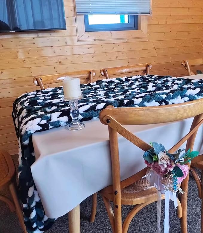 DDL&HEXI Chunky Chenille Blanket 100% Hand Knit with Jumbo Chenille Yarn (50"x60") Super Soft Large Throw Bed Blanket for Couch, Sofa, Home Decor - Machine Washable (06)