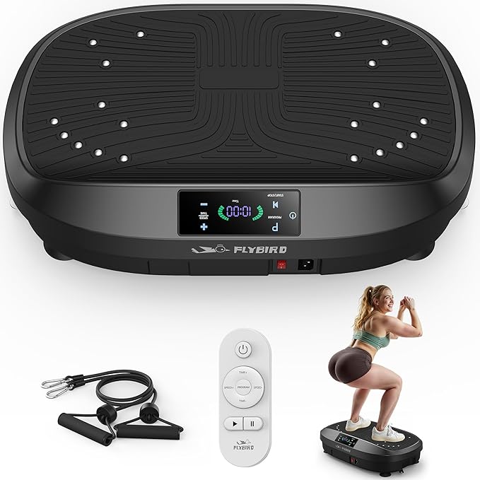 FLYBIRD Vibration Plate Exercise Machine, 120 Adjustable Speed High Intensity Vibration for Muscle Toning Weight Loss Lymphatic Drainage, Full Body Workout Vibration Plate Ideal for Fitness & Recovery