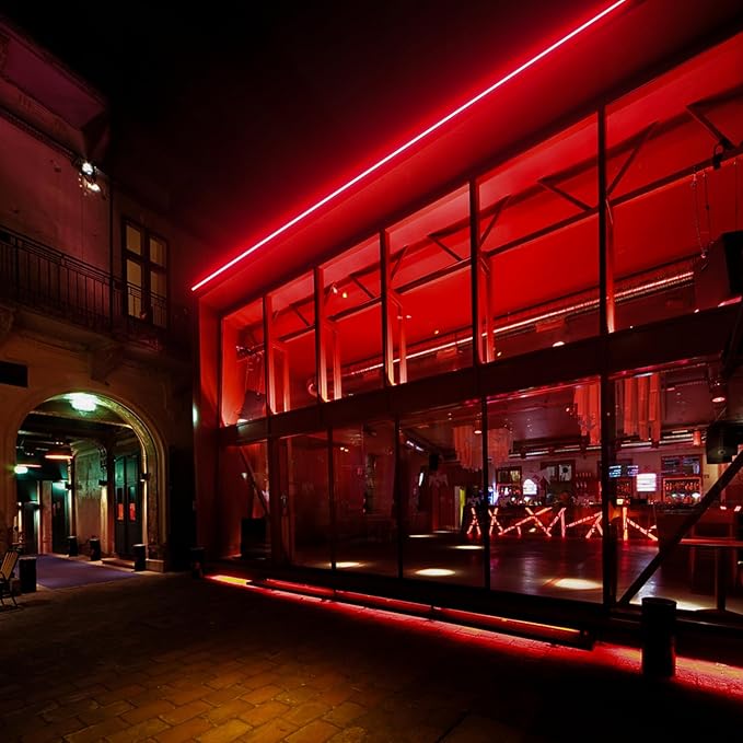 GZBtech Flexible LED Neon Rope Lights 66FT,AC 110-120V Waterproof Strip Light, 120 LEDs/M Cuttable Connectable Neon Lighting for Indoor Outdoor Home Decor/Commercial Building Use-Red 20M