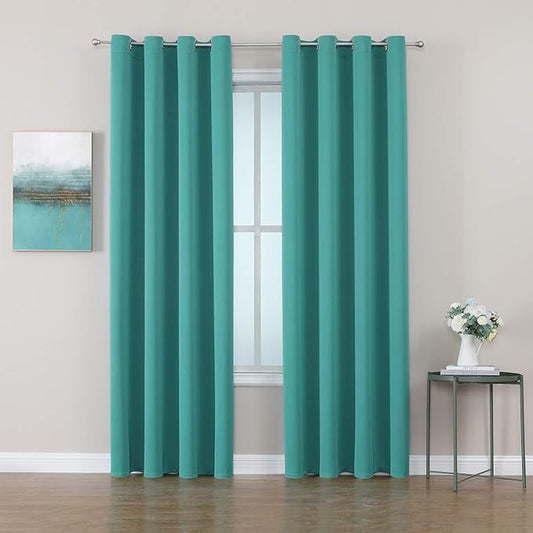 ChrisDowa Room Darkening Curtains 108 Inches Long 2 Panels Set for Living Room, Grommet Thermal Insulated Blackout Curtains for Bedroom (Teal, 52 x 108 Inch)