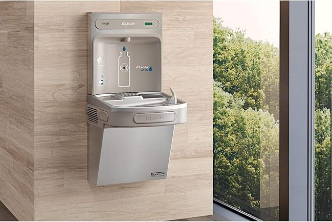 Elkay EZSG8WSK EZH20 18-3/8" Wall Mounted Single Station Hands Free Bottle Filler Combo with Cooler - Stainless Steel