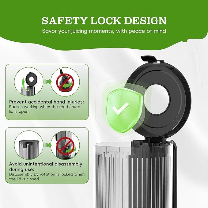 Cold Press Juicer, Juicer Machines with 4.35'' Wide Feed Chute, Stainless Steel Masticating Juicers Easy to Clean, Ergonomic Operational Panel Design, High Juice Yield, Gray Knob