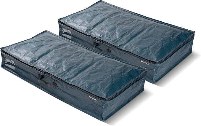 CleverMade Under Bed Storage Bag - Collapsible Storage for Shoes and Clothes Easy Use - Heavy Duty Utility Bag Home