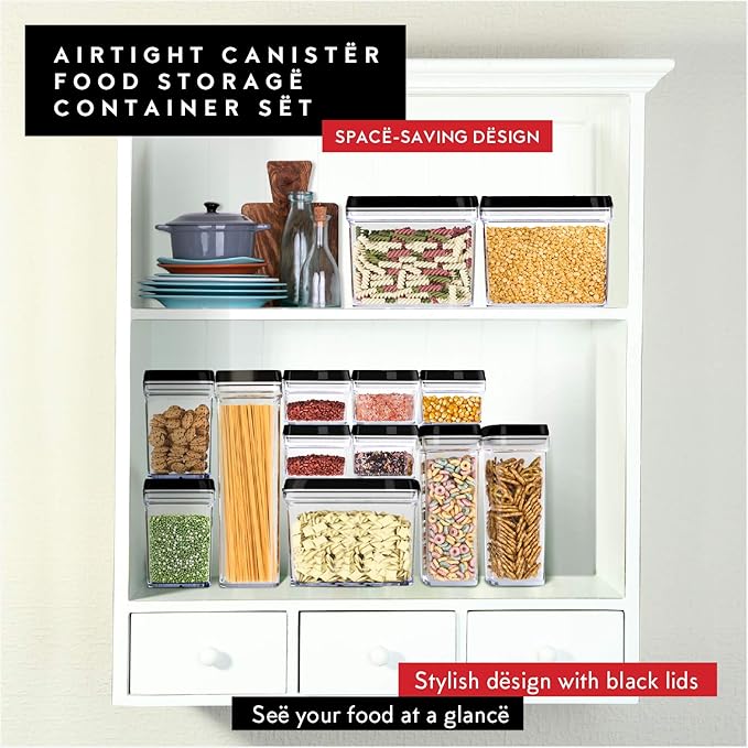 DWËLLZA KITCHEN Pasta Storage Containers for Pantry Airtight - 2 Pc Spaghetti Container Storage - Ideal for Spaghetti & Noodles, Kitchen Pantry Organization and Storage - Keeps Food Fresh & Dry