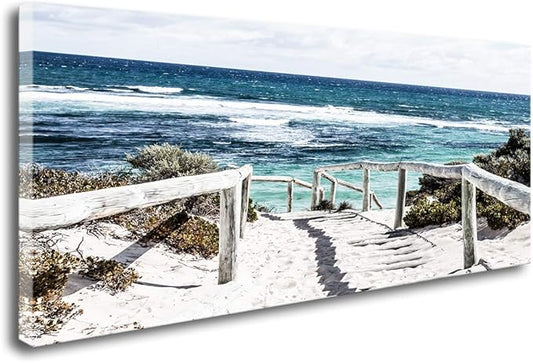 DZL Art S74250 Rottnest Island Beach Seascape Painting Sea Nature Pictures Wall Art Canvas Prints Painting Ready to Hang for Living Room Bedroom Decor Office Wall Decor Home Decoration