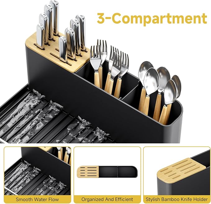 Dish Drying Rack, Expandable Stainless Steel Dish Rack with Drainboard Set Kitchen Sink Organizer for Counter, Large Capacity Kitchen Accessories, Smooth Water Flow