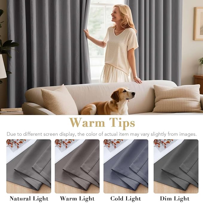 H.VERSAILTEX Blackout Room Darkening Curtains Window Panel Drapes - (Grey Color) - 2 Panels -52 inch Wide by 84 inch Long Solid Pattern, Grommet Top