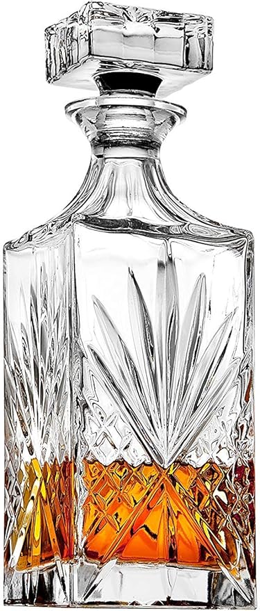Godinger Dublin Whiskey Decanter, Liquor Decanter with 4 Double Old Fashioned Glasses, Barware, Glassware & Drinkware, for Whiskey, Liquor, Scotch & More, 750ML