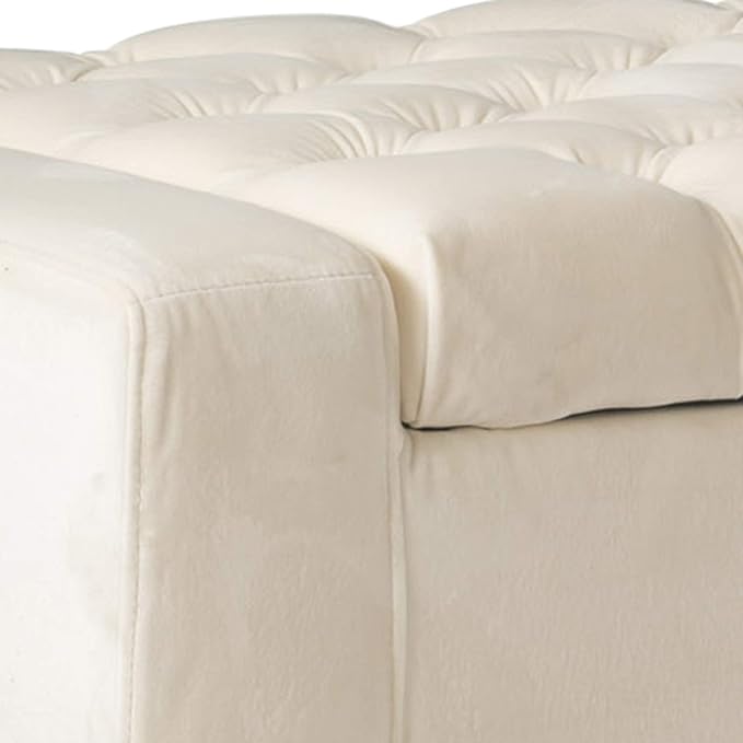 Christopher Knight Home Hikaru Velvet Storage Ottoman, Ivory 19.75”D x 50.00”W x 17.48”H