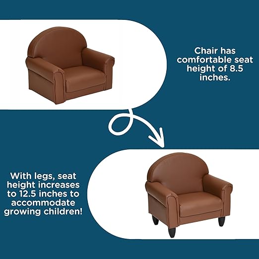 Children's Factory As We Grow Chair and Couch, Flexible Seating for Daycare or Preschool, Kids Reading Couch, Playroom Furniture, Walnut