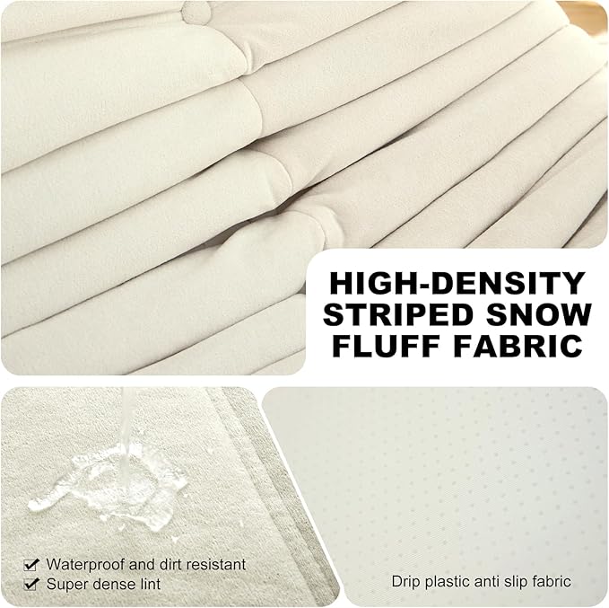 Full Foam Loveseat Sofa,Adults Bean Bag Chairs Floor Couch with Soft Waterproof Fabric,Armless Fireside Lounge Chair for Living Room,Apartment and Office (Whtie)