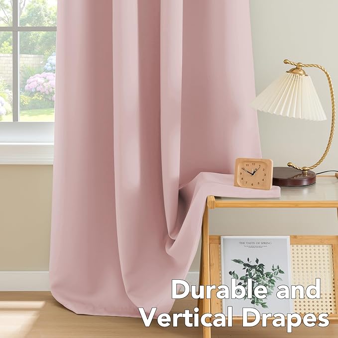H.VERSAILTEX Blackout Curtains 84 inches Long for Living Room Thermal Insulated Room Darkening Window Treatment Panels Drapes Light Reducing Curtains for Bedroom, 2 Panels, 52" W x 84" L, Baby Pink