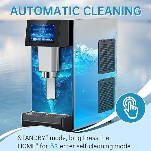 Commercial Nugget Ice Maker Machine, 100Lbs/24H Pellet Chewable Ice, 3-IN-1 Nugget Ice Maker with Ice & Water Dispenser, Self-Cleaning Countertop Stainless Steel Ice Machine for Business, Office,Party